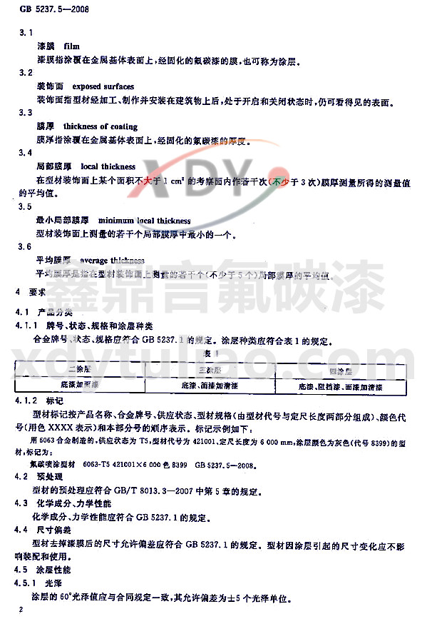 ��̼�ᇊͿ�ͲĘ˜�GB 5237.5-2008-�g�Z�Ͷ��x